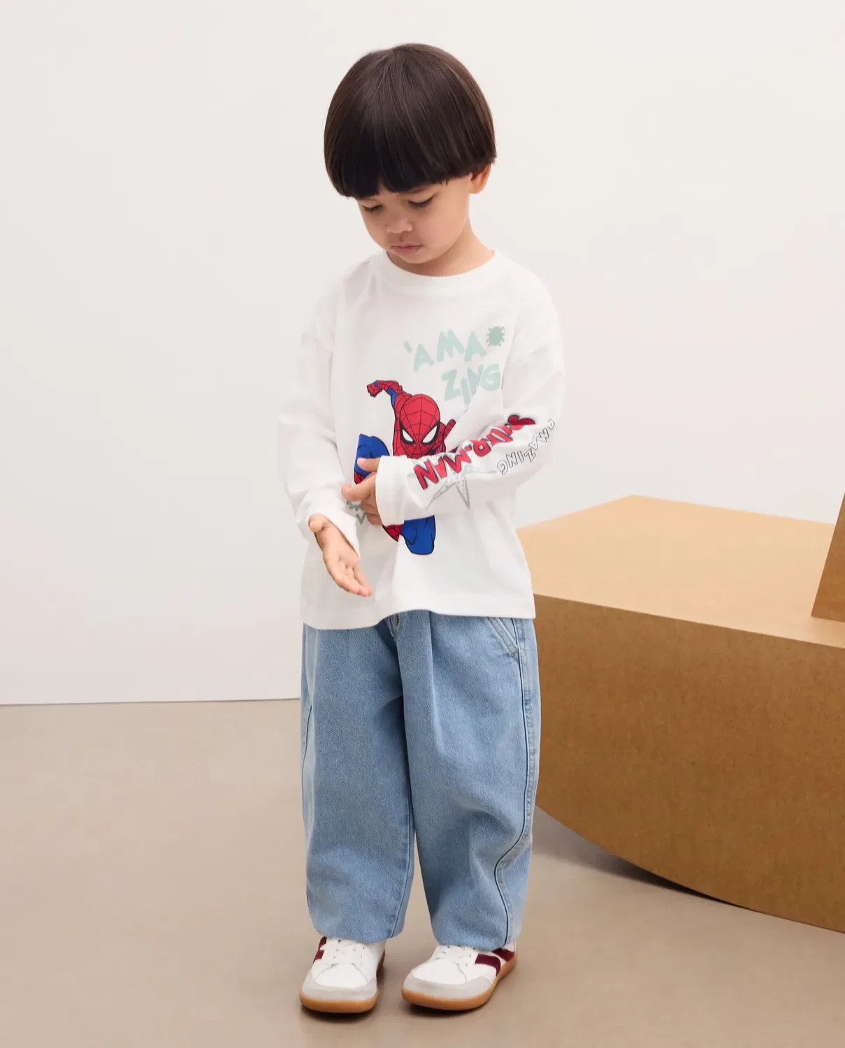 Детская футболка с длинным рукавом с принтом Spiderman Kids El Corte Inglés, Blanco — фото 2