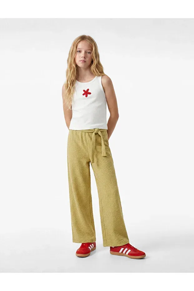 Детские брюки для девочек широкие с защипами Koton, Khaki