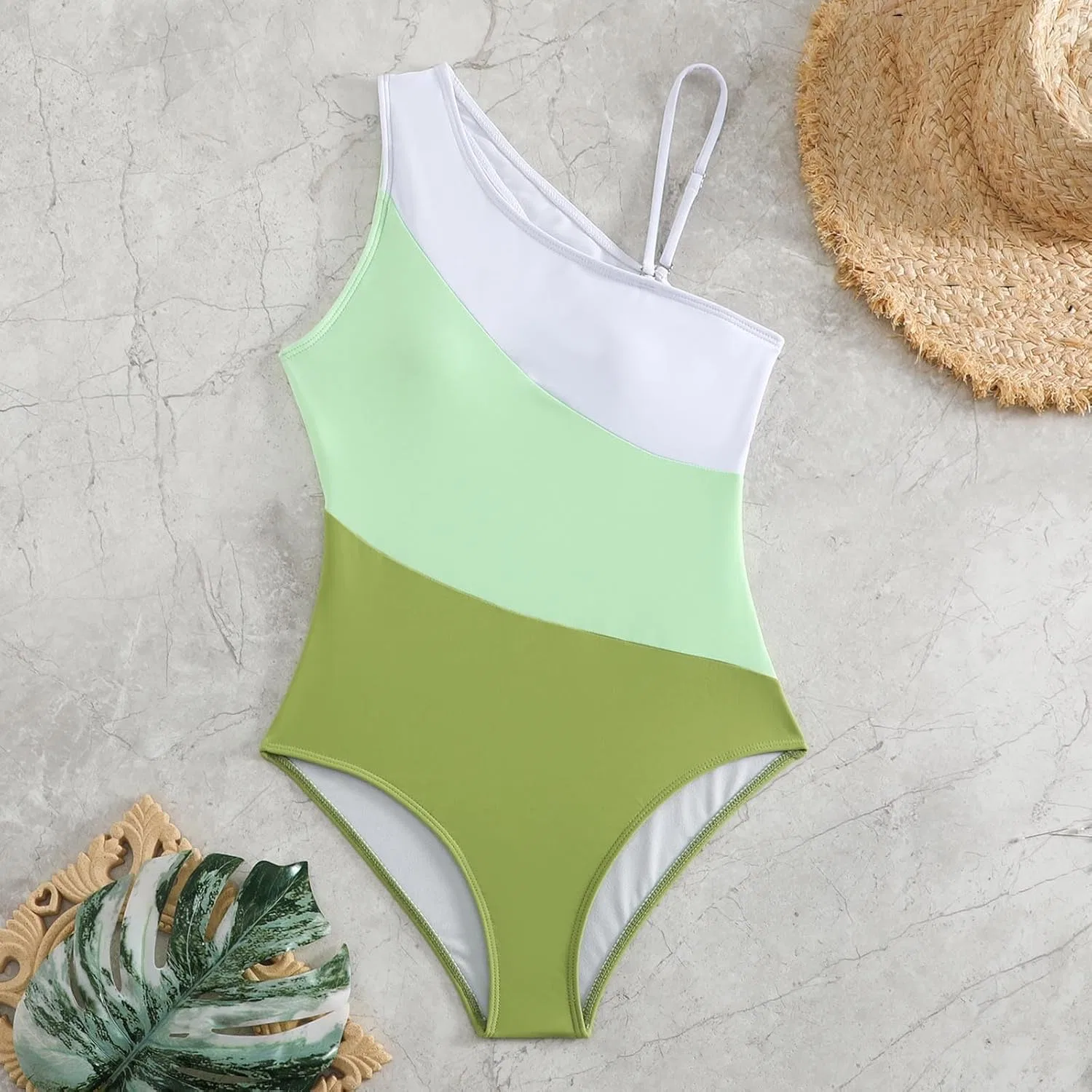Женский цельный купальник с утяжкой живота One Piece Swimsuit, Green — фото 2