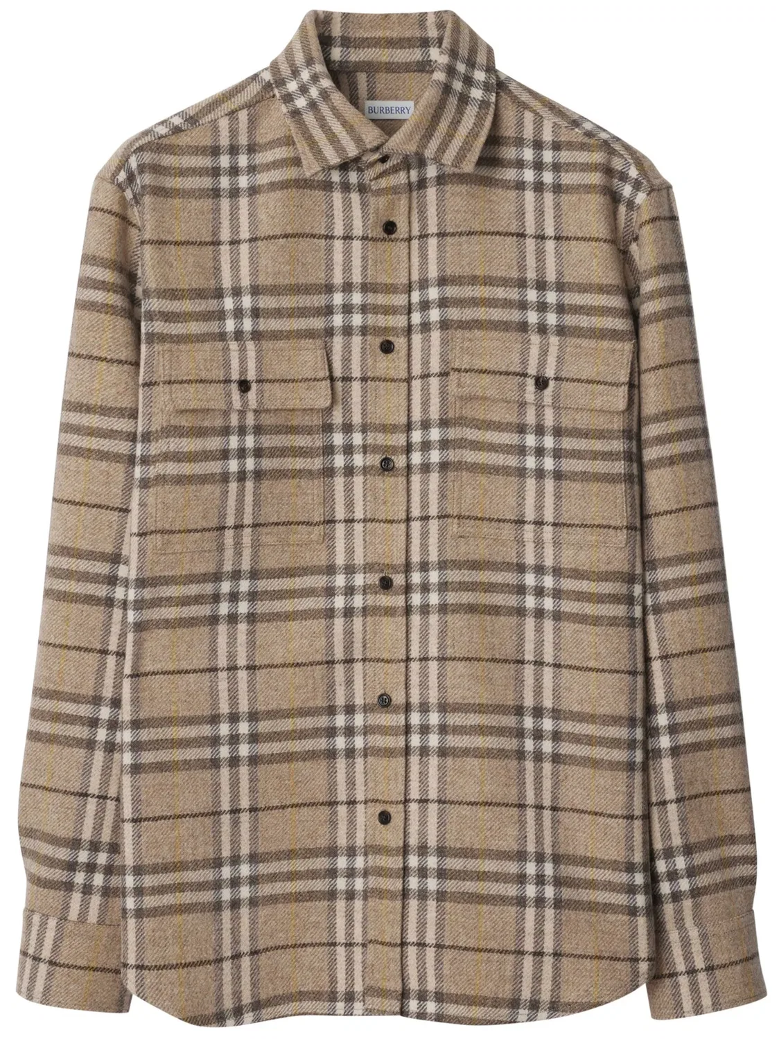 Burberry Рубашка из шерсти в коричневую клетку