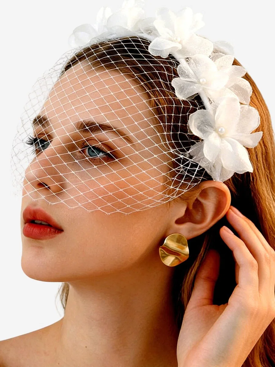 Украшения для волос Magicshe 'Fascinator Haarreif mit Gesichtsschleier' белого цвета — фото 4