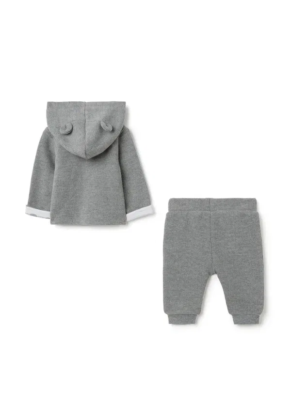 Комплект из кардигана и штанов, маринованный узор, Set with hood and pockets, Ovs, Grey Marl, серый — фото 2