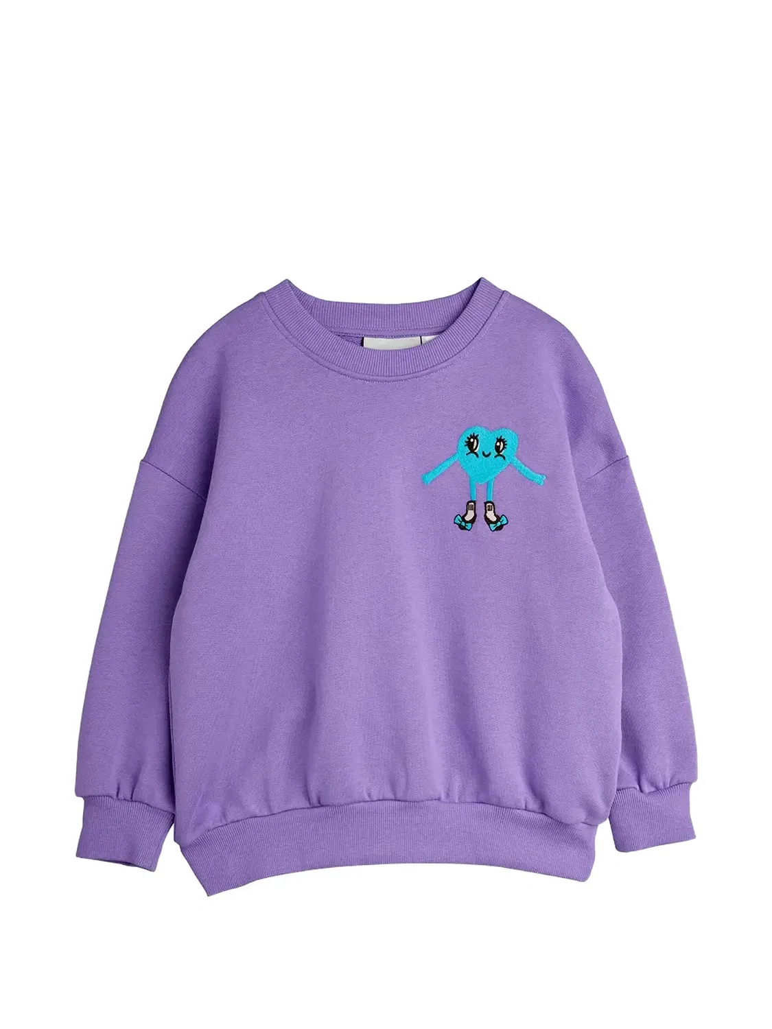 Свитшот из хлопка с вышивкой сердце Mini Rodini, фиолетовый