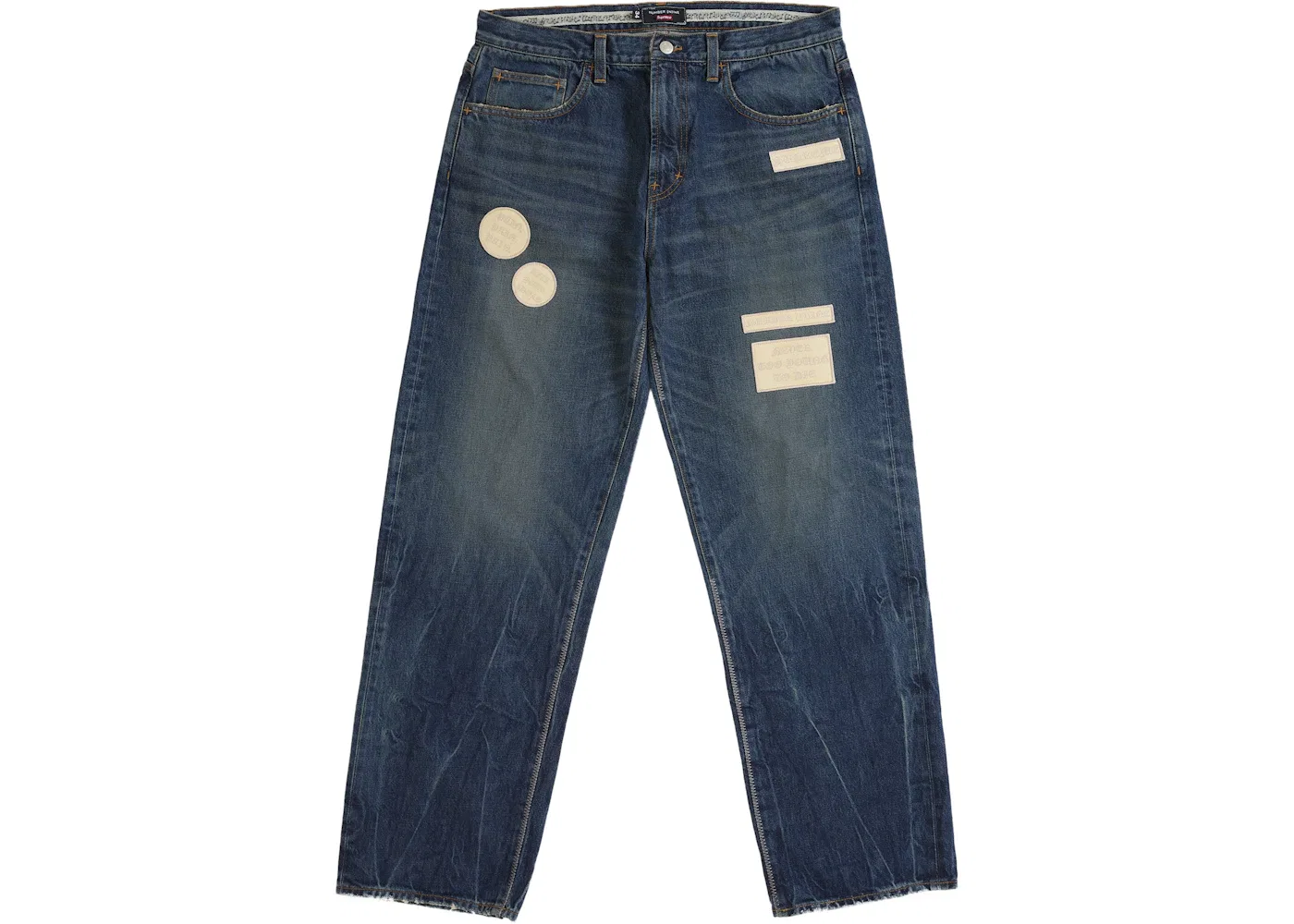 Мужские джинсы свободного кроя с патчами Number Nine Patches Supreme, Dark Indigo