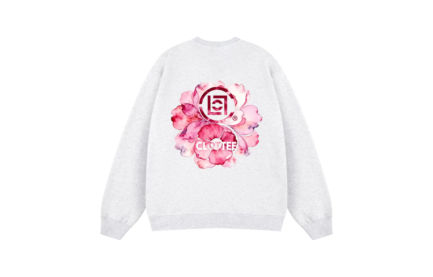 Свитшот детский с круглым вырезом, прямой крой, White Heather Gray (Red Embroidery), CLOT