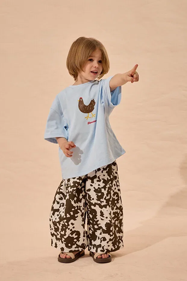 Детская футболка с принтом Roaster print Fahhar Kids, Blue