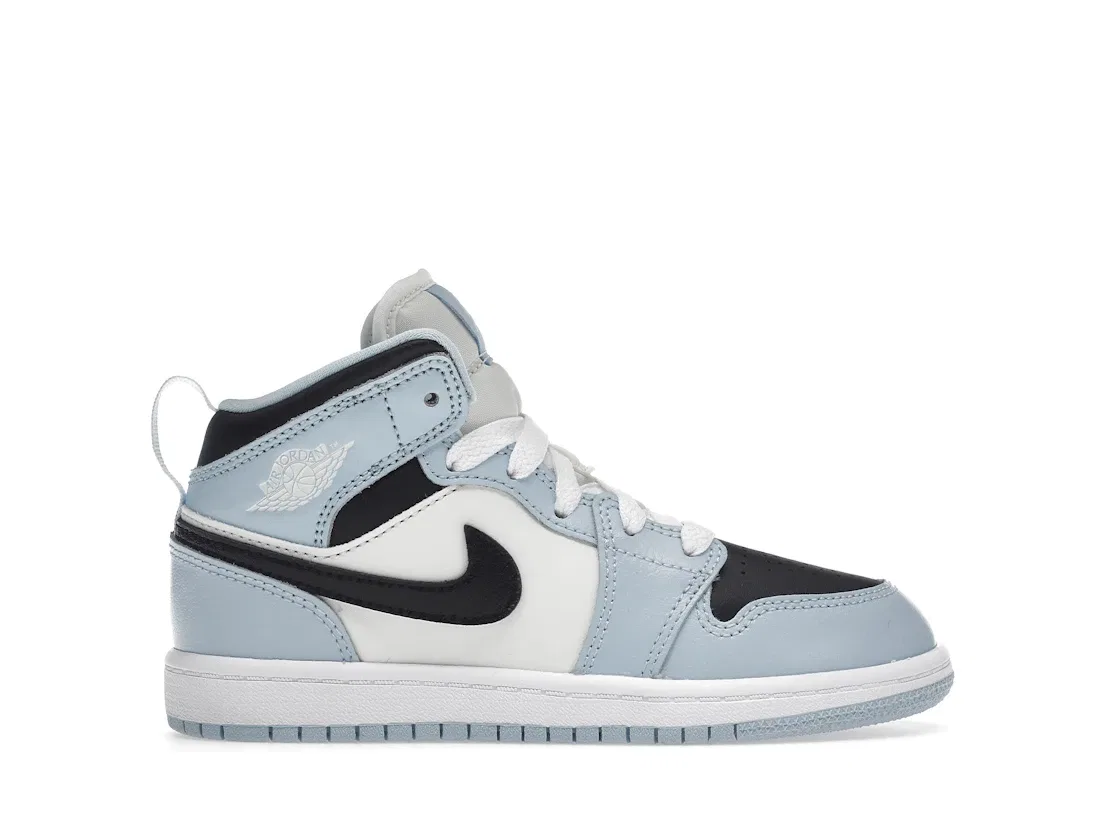 Детские кроссовки для дошкольников с амортизацией Air Jordan 1 Mid Jordan, Ice Blue/Black/Sail/White