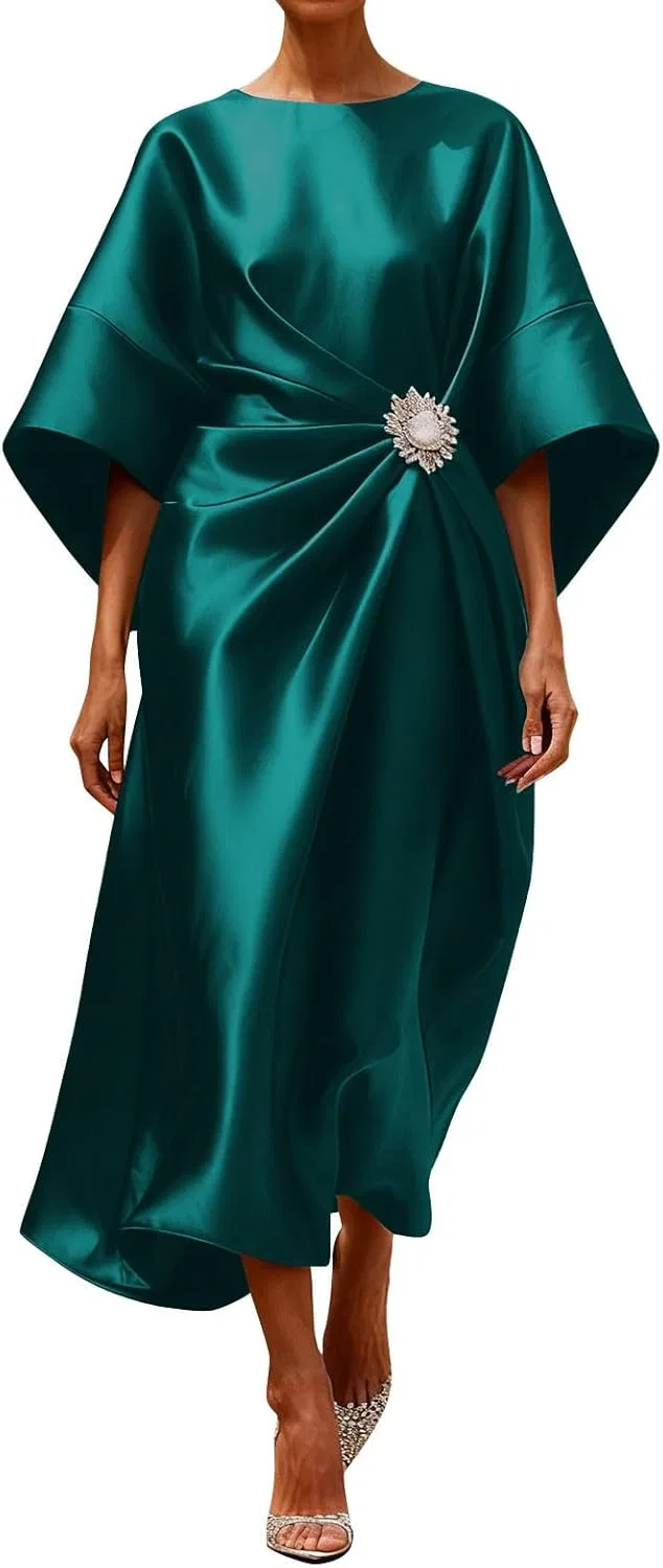 Женское платье с рукавами летучая мышь Art Deco, Green