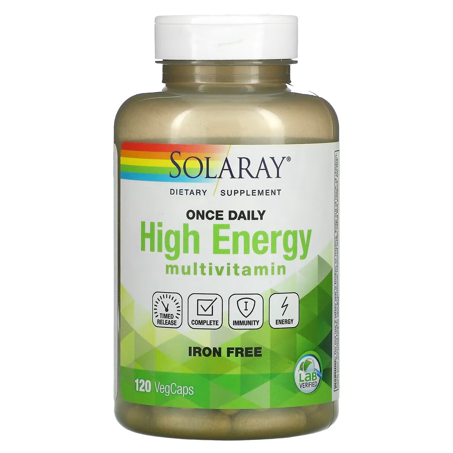

Solaray Once Daily High Energy Multi-Vita-Min без железа, 120 капсул