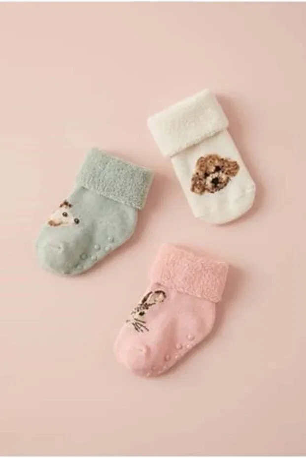 Детские носки для девочек с животными принтом 3 пары Bony Socks, Patterned — фото 3
