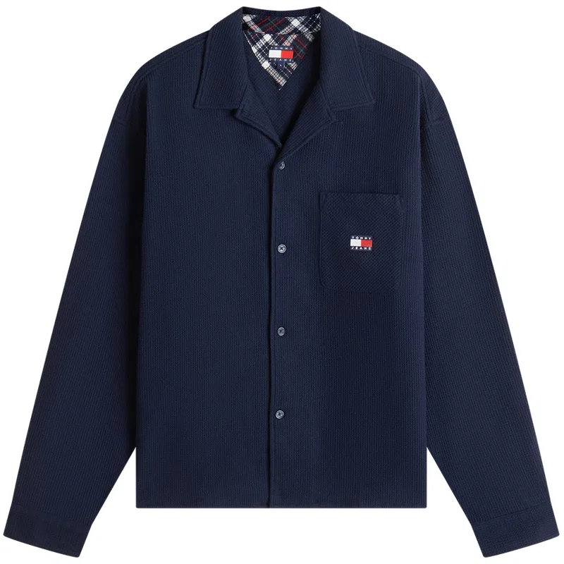 Мужская рубашка с принтом в клетку Tommy Hilfiger, Navy Blue White Plaid — фото 4