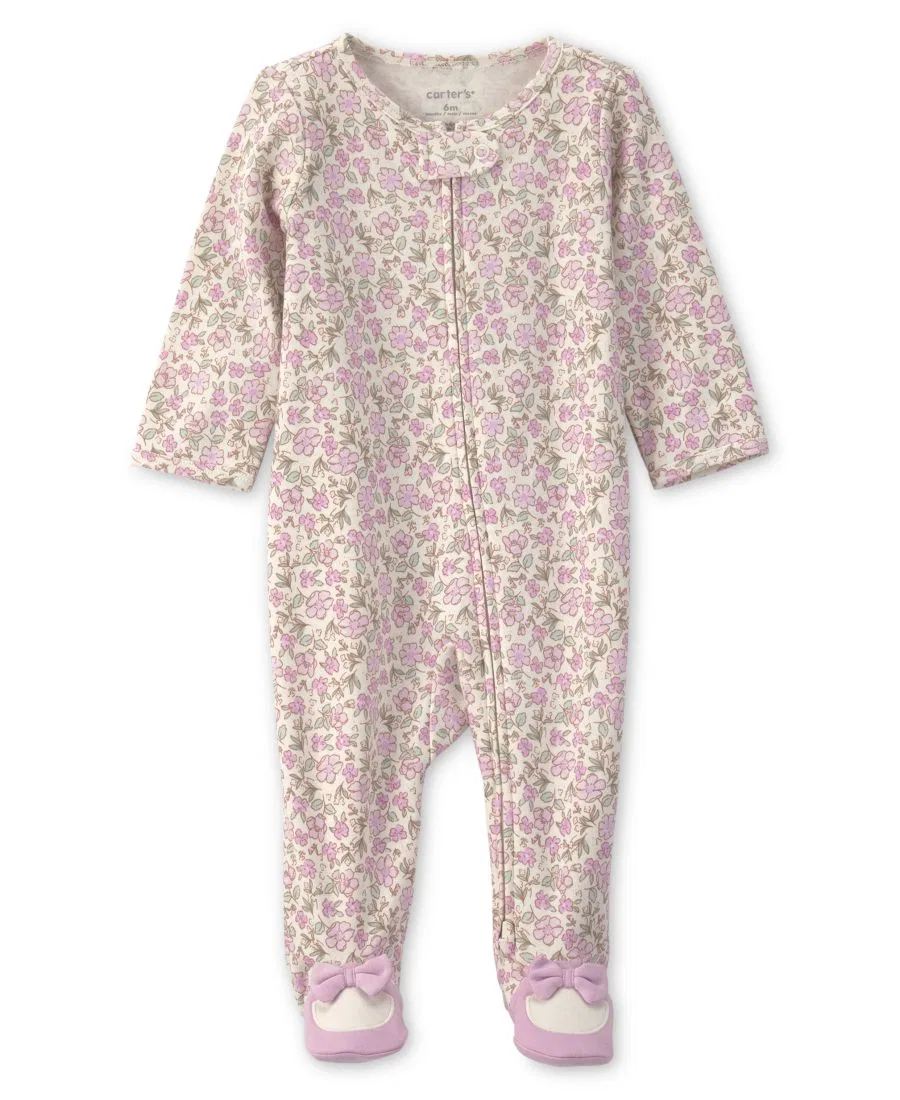 Пижама с длинным рукавом, с принтом, Floral 2-Way Zip Sleep & Play Carter's, Pink Ivory