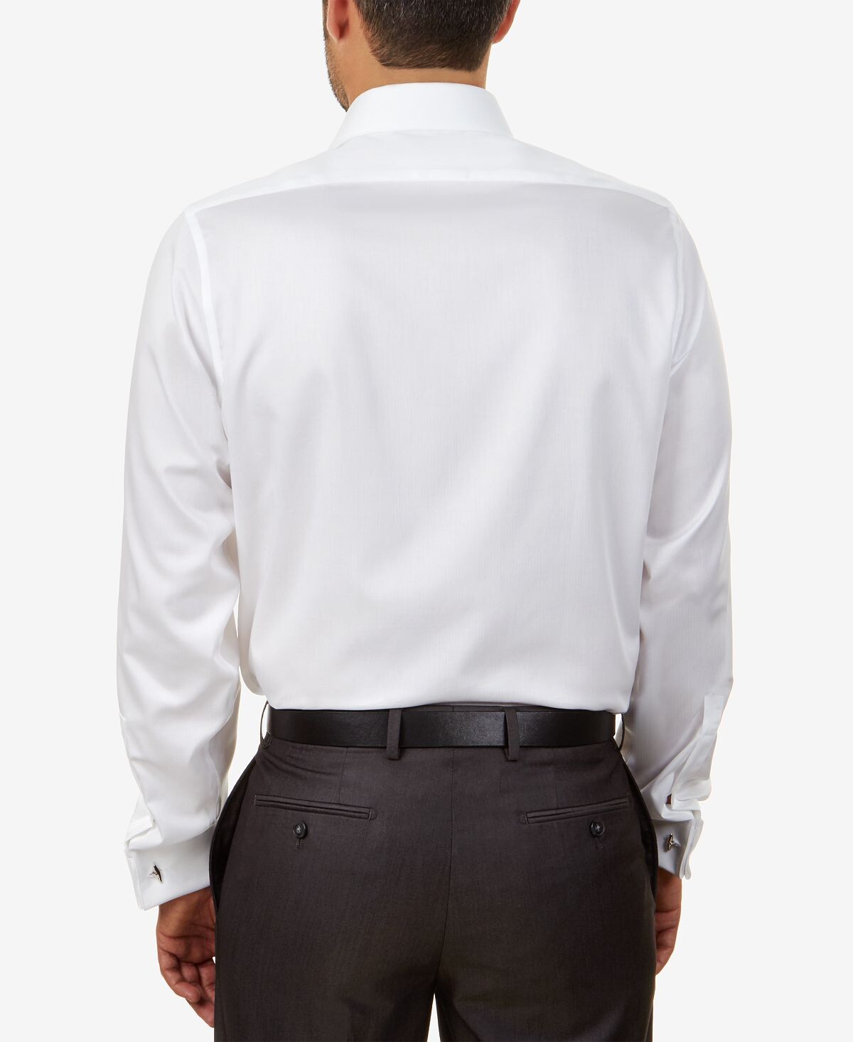 Мужская классическая рубашка slim-fit non-iron performance в елочку с французскими манжетами Calvin Klein, белый — фото 3