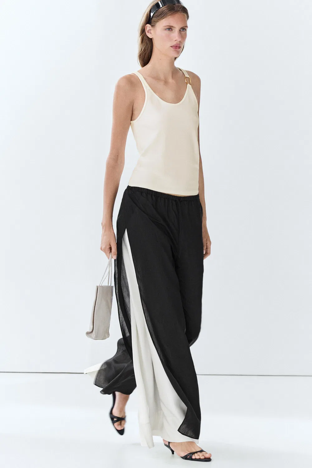 Брюки-комбинезон Massimo Dutti, свободные, черный — фото 3