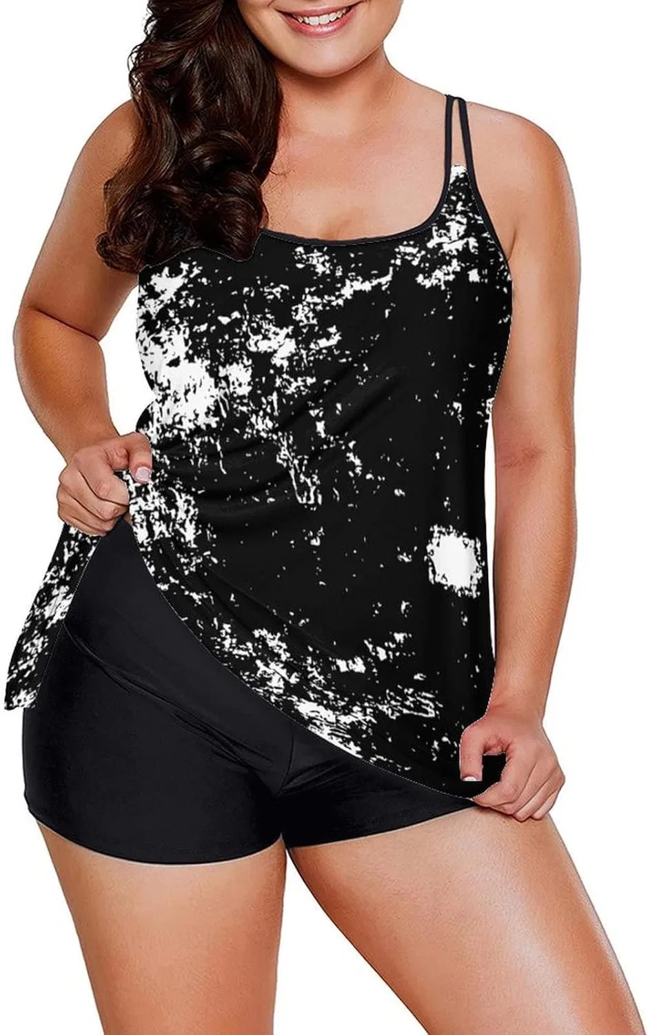 Женский танкини-комплект с контролем живота, tankini swimsuits, Black — фото 4
