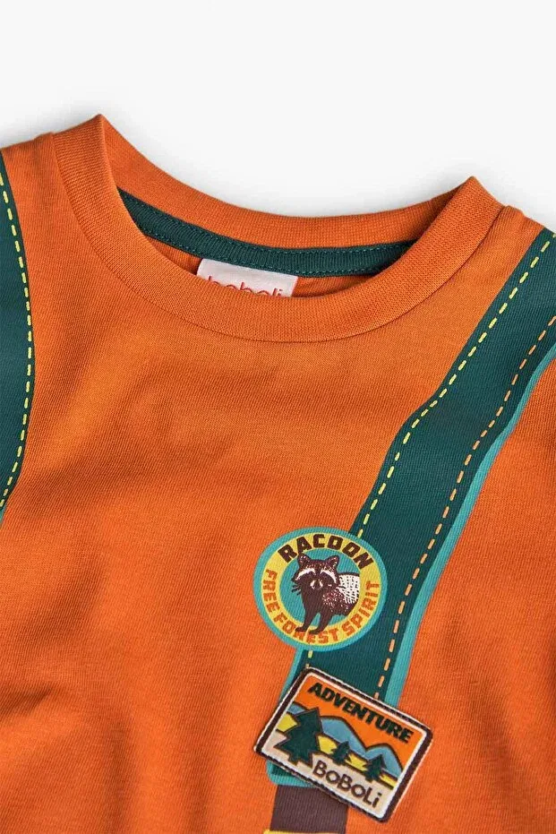 Детская футболка для мальчиков с длинным рукавом Boboli, Orange — фото 4