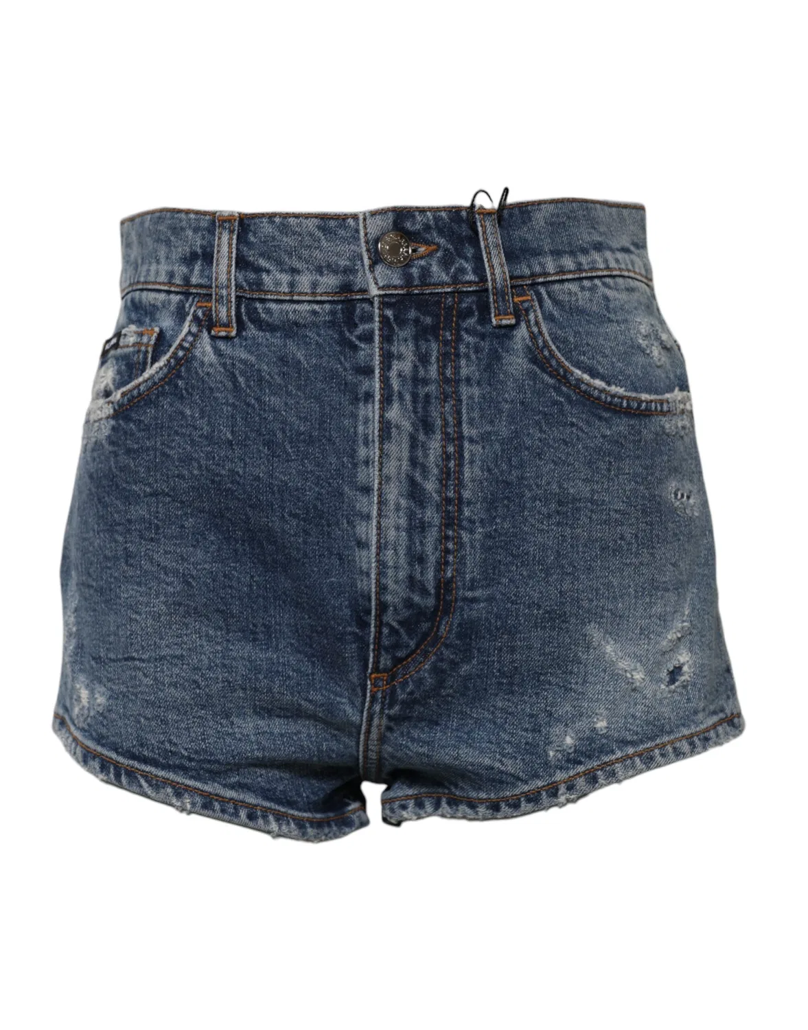 Женские джинсовые шорты с завышенной талией и рваным эффектом High Waist Denim Shorts Dolce & Gabbana, Blue