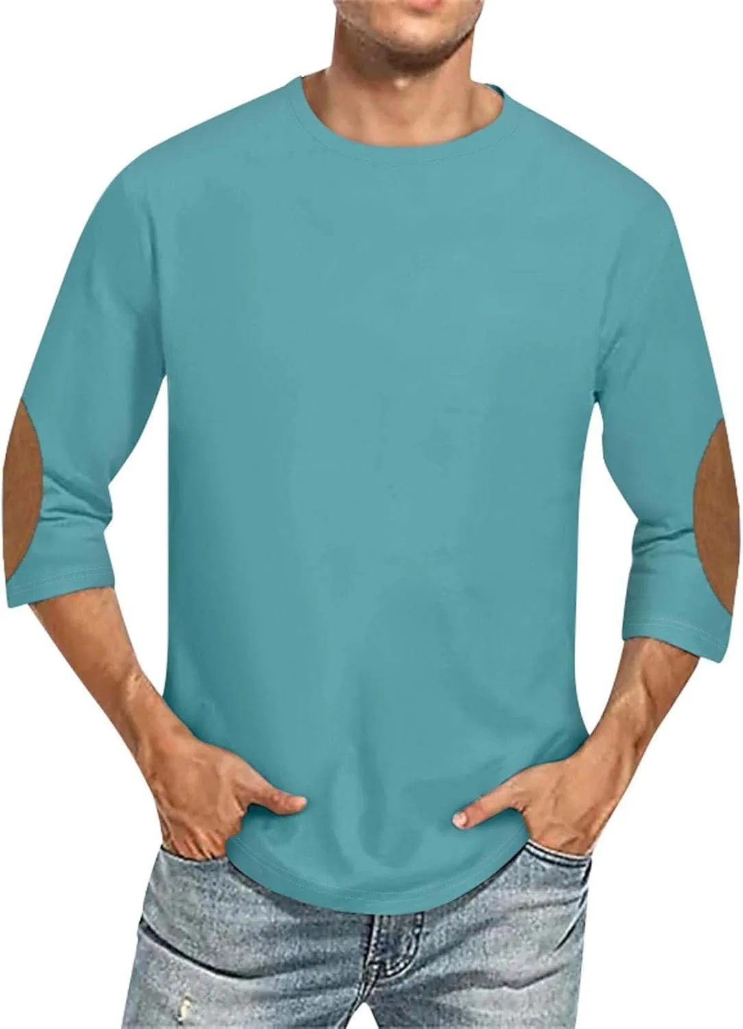 Мужская свободная футболка с рукавом 3/4 Classic, Sky Blue