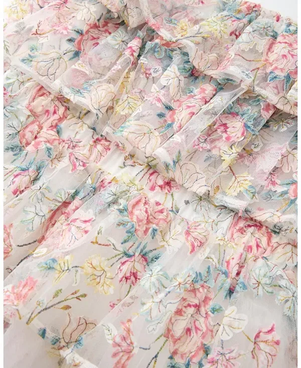 Детское платье для девочек с принтом Reign Frill Embroidered Mini Dress Marlo Kids, Floral — фото 4