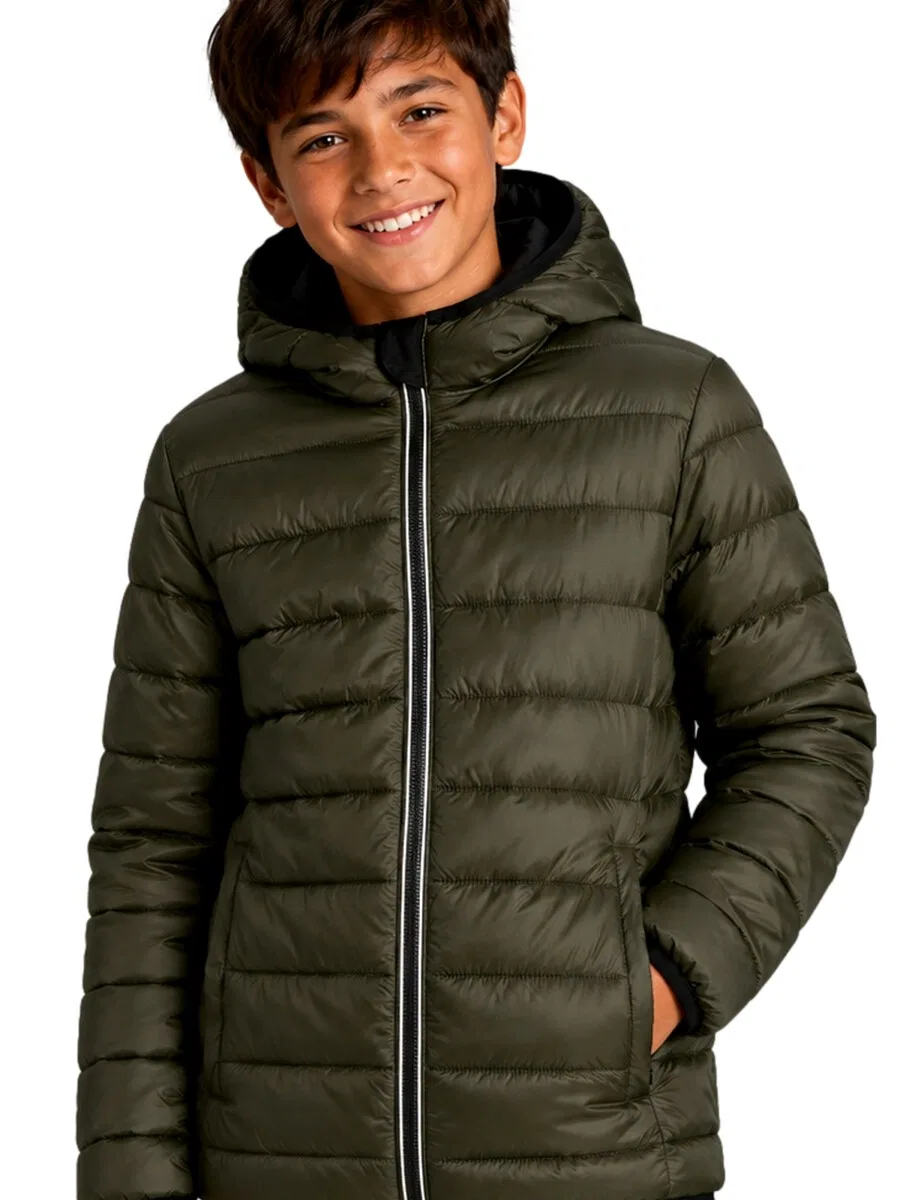 Детская межсезонная куртка Jack & Jones Junior 'JJBrooklyn' оливкового цвета — фото 4