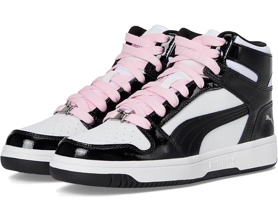 

Кроссовки PUMA Kids Rebound Layup Mid, цвет Puma White/Puma Black/Pale Pink