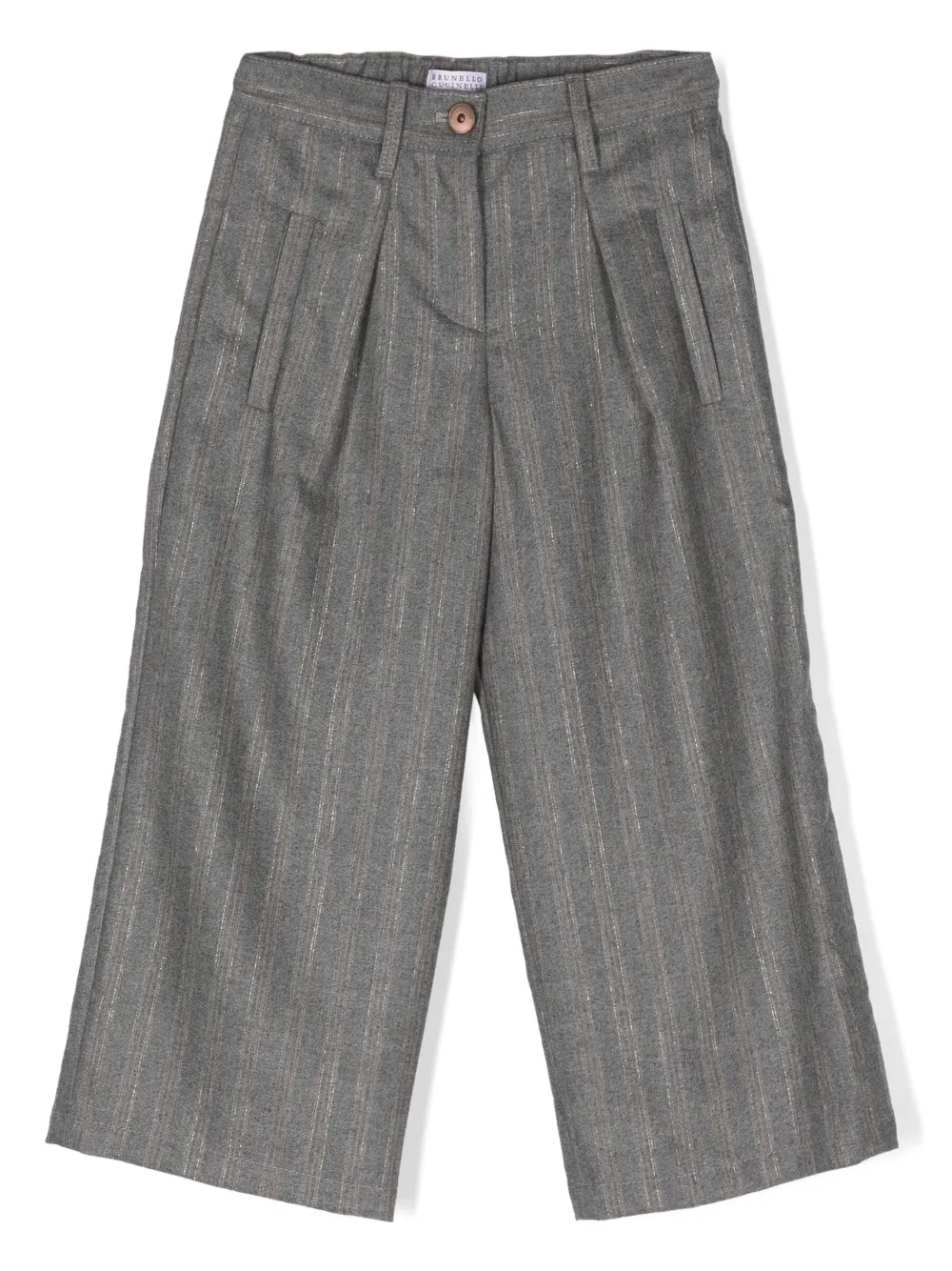 

Полосатые брюки прямого кроя Brunello Cucinelli Kids, серый