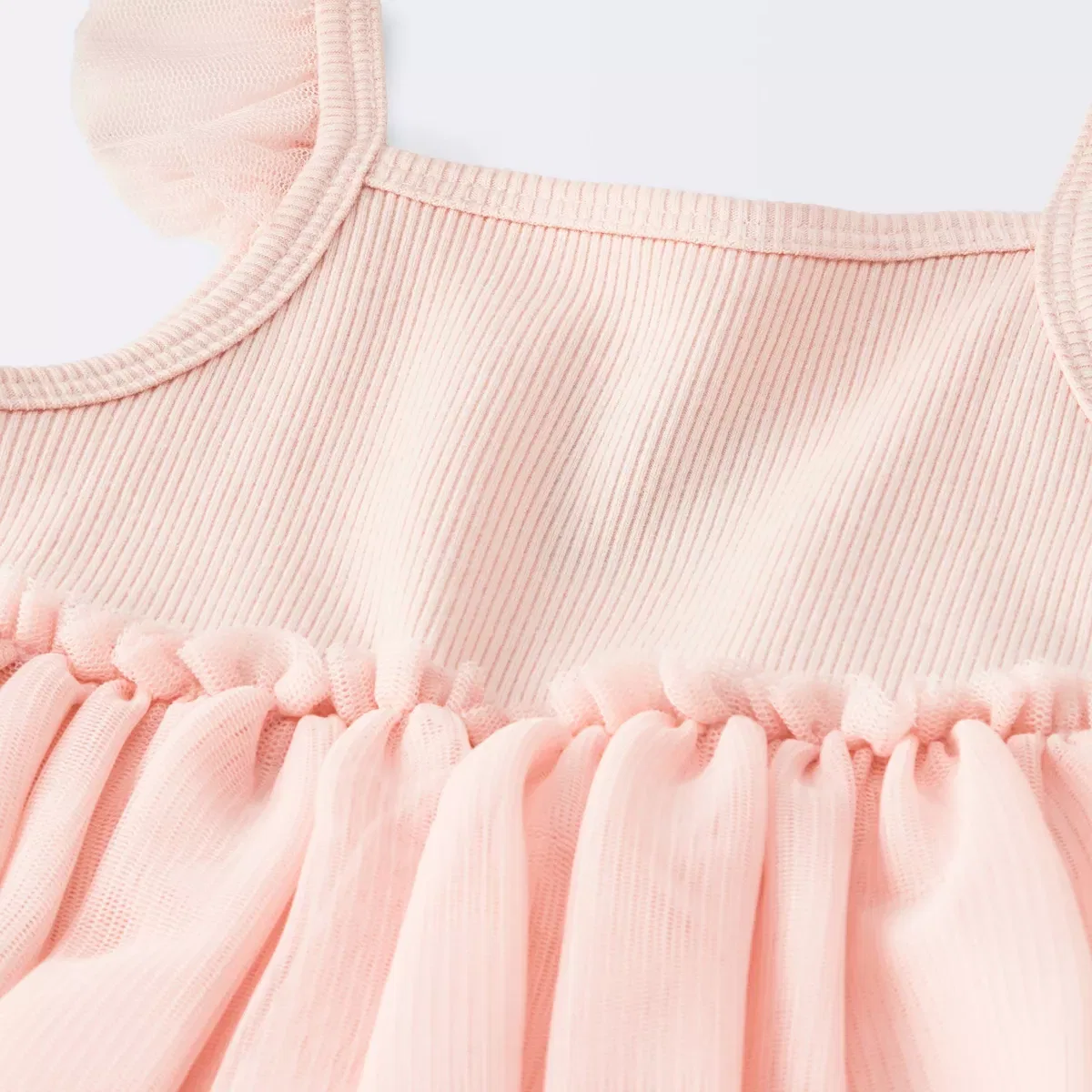 Детское платье-комбинезон с рукавом-фонарик из тюля NEWBORN, Pink — фото 3
