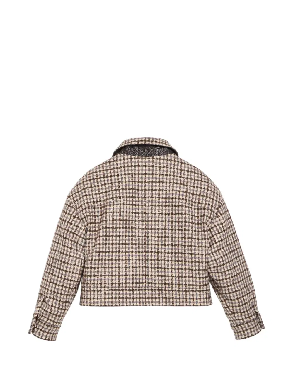 Клетчатая куртка с подкладкой Thermore и декором Monili Brunello Cucinelli Kids, бежевый — фото 2