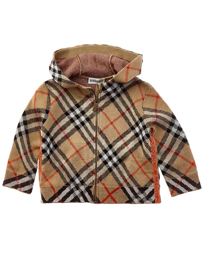 Детская шерстяная куртка-свитер на молнии Burberry, коричневый