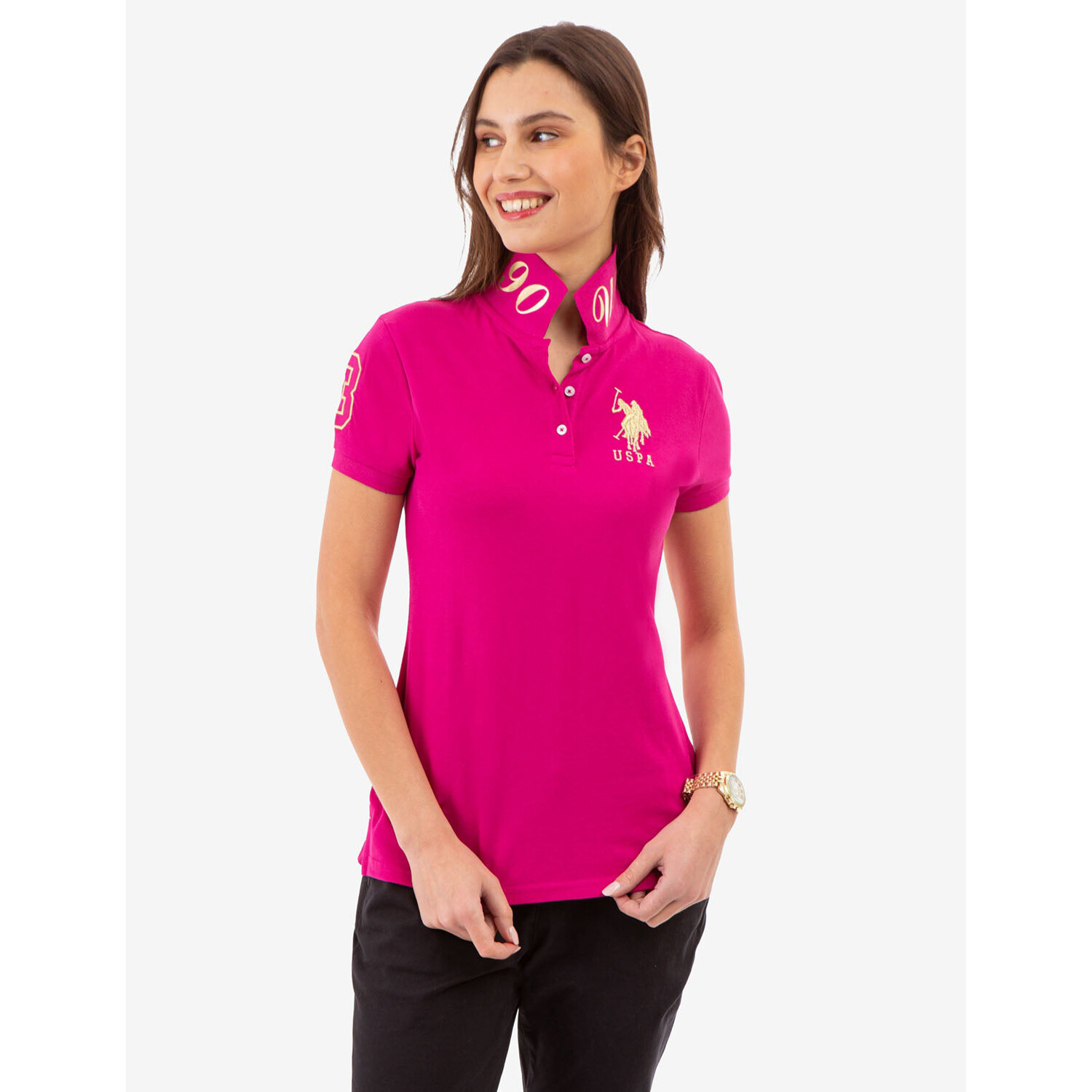 

Футболка-поло U.S. Polo Assn. Uspa Metallic Print, розовый