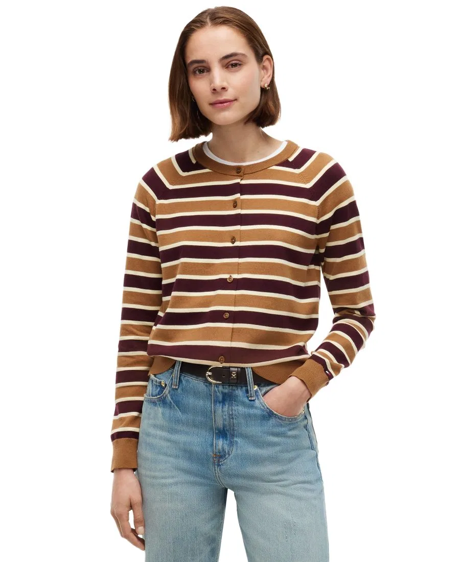 Кардиган женский с принтом в полоску Slim Fit Tommy Hilfiger, Studio Stripe Deep Burgundy Dark Khaki