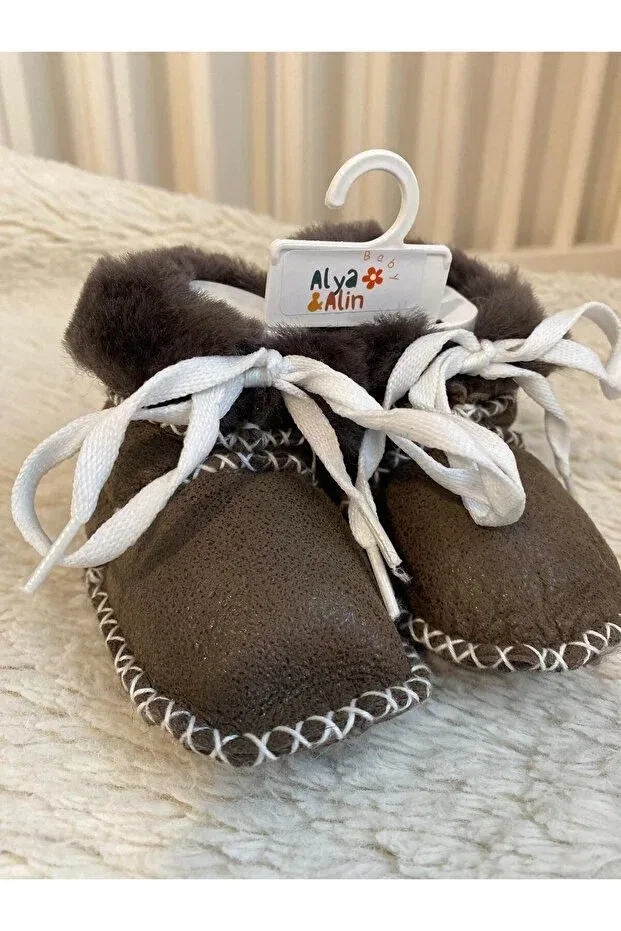 Детские ботиночки на шнуровке с натуральной кожи Alya&Alin Baby, Light Brown