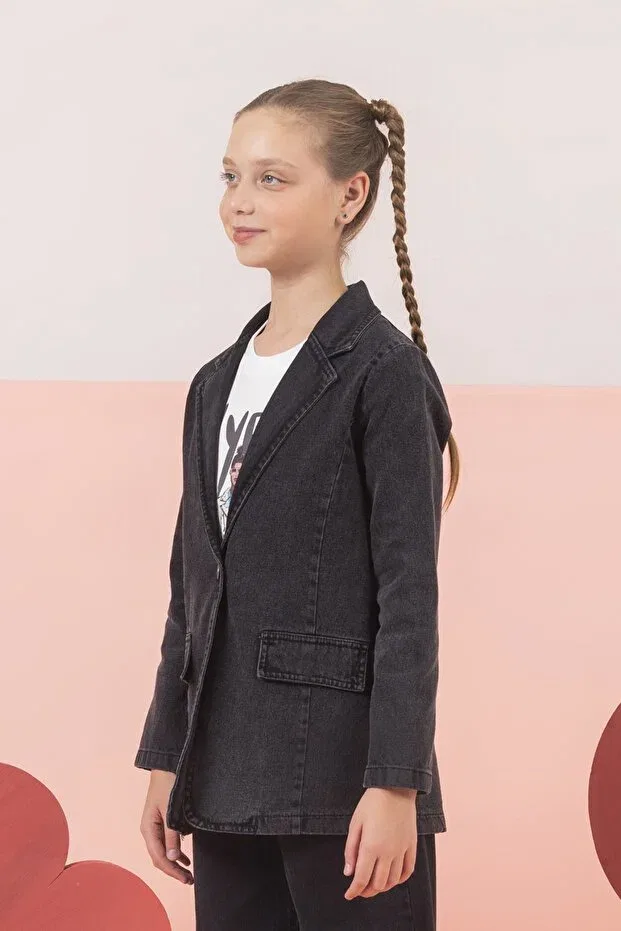 Джинсовая куртка на одной пуговице для девочек 9-14 лет Dmb Boys & Girls