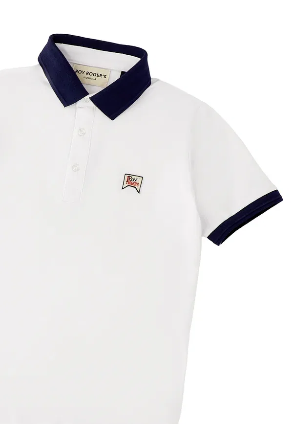 Футболка поло хлопковая Polo shirt Roy Rogers, Optical White, белый — фото 3