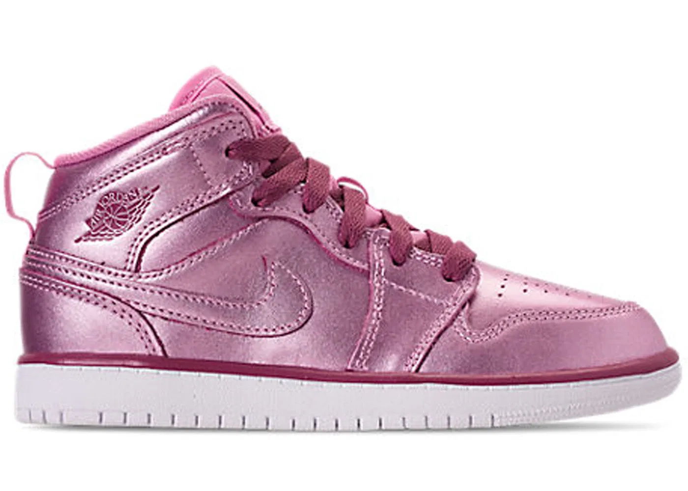 Детские кеды Jordan 1 Mid Pink Rise, Pink Rise/White-Noble Red