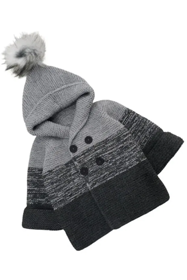 Детский кардиган с градиентом Hand knitted gray gradient cuff model cardigan Oyuncakpark, Gri