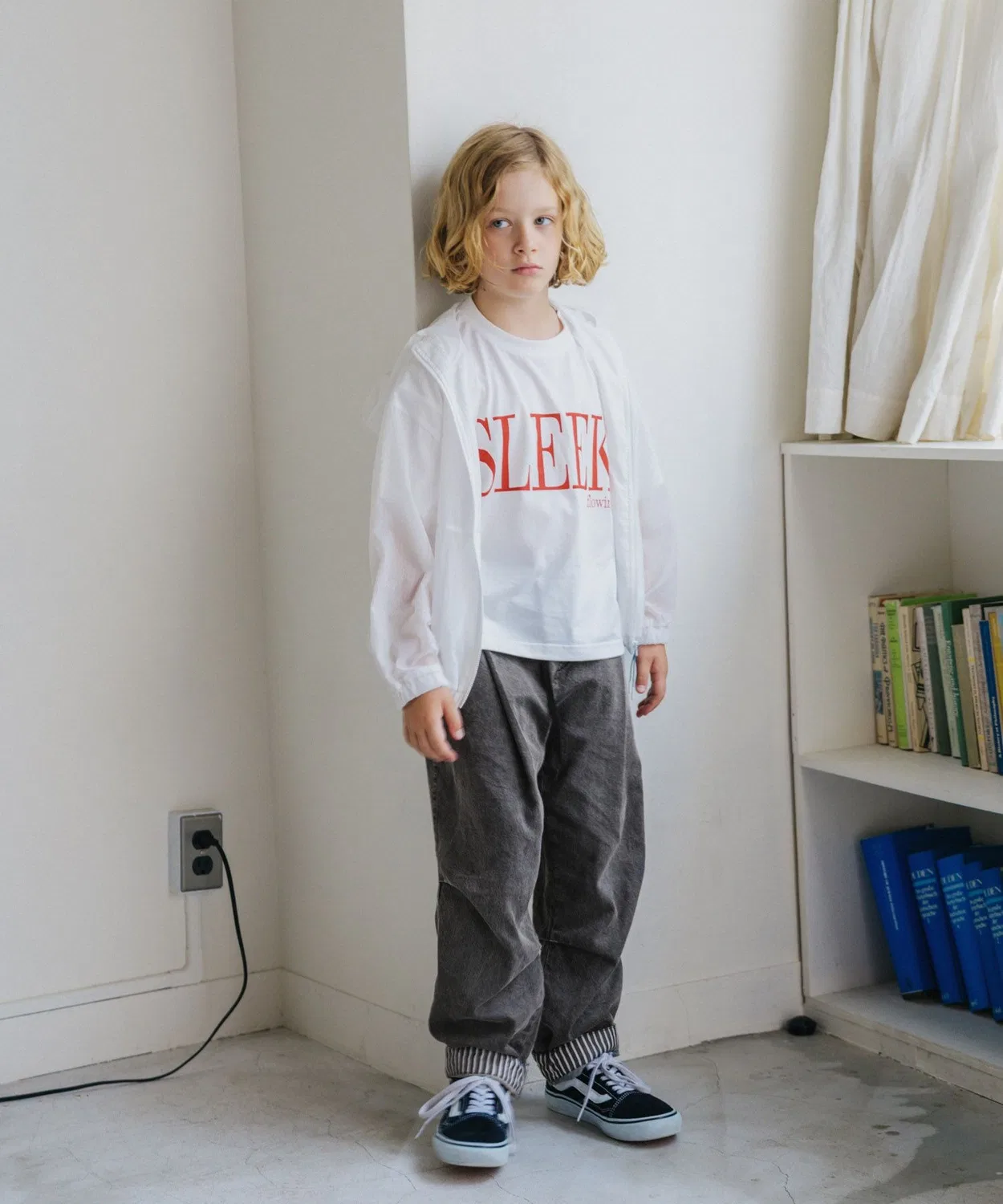 Детская водоотталкивающая куртка-худи с капюшоном, оверсайз GLOBAL WORK, Off White — фото 4