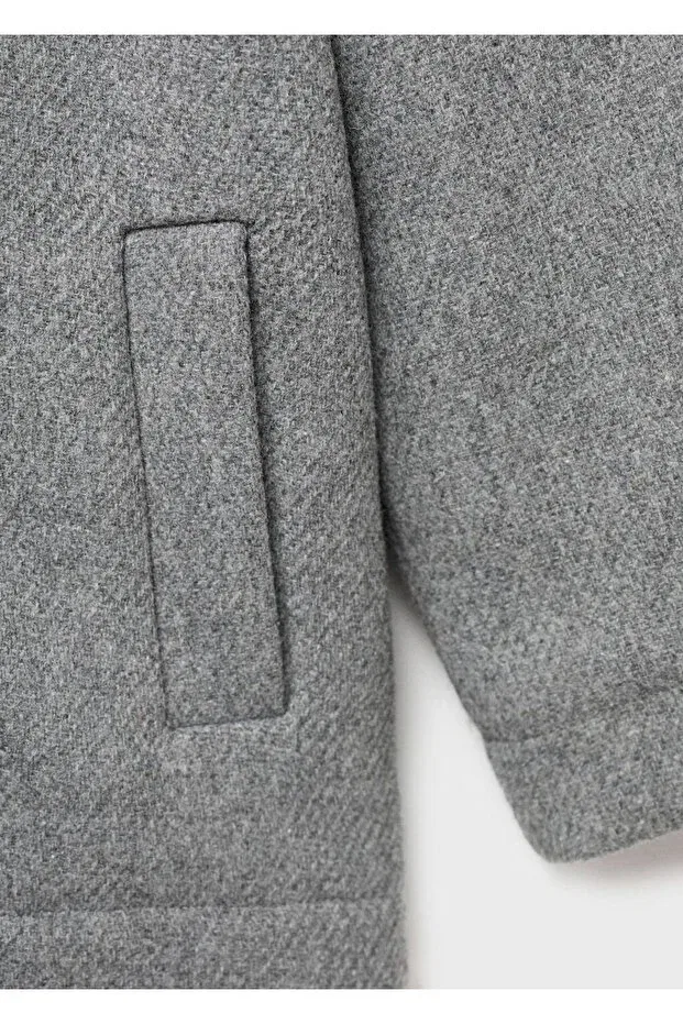 Детское пальто для девочек с капюшоном Mango Baby, Gray — фото 3