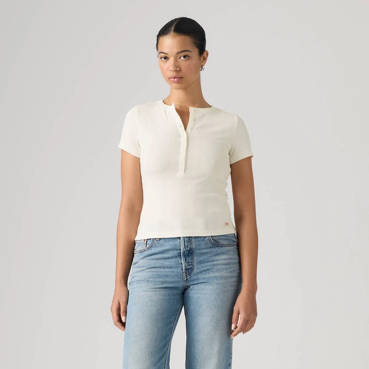 Рубашка-Поло с коротким рукавом из хлопчатобумажной ткани Levi's, Egret - White — фото 3