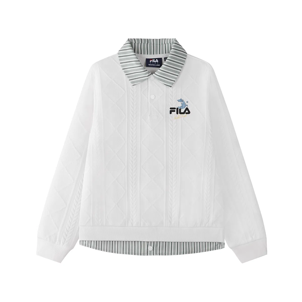 Детский свитшот с воротником поло Moderate Stretch FILA KIDS, Cloud White