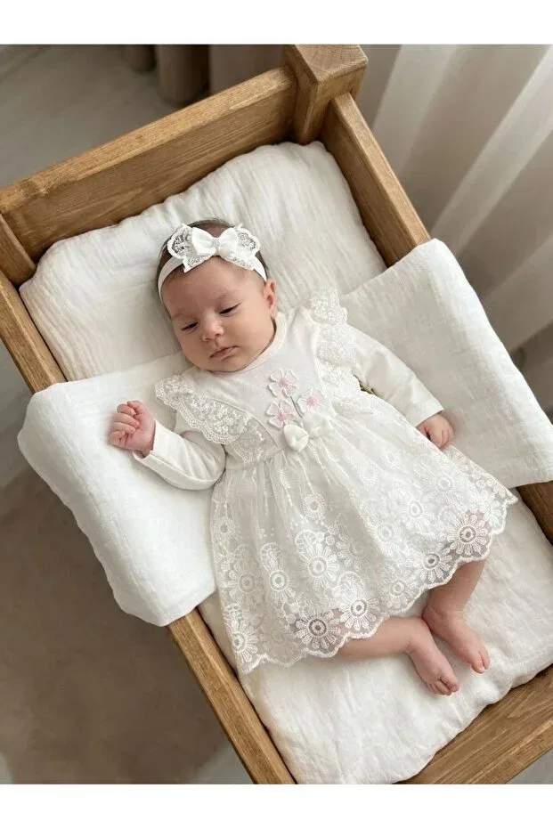 Детское платье для девочек кружевное Coolminies, White