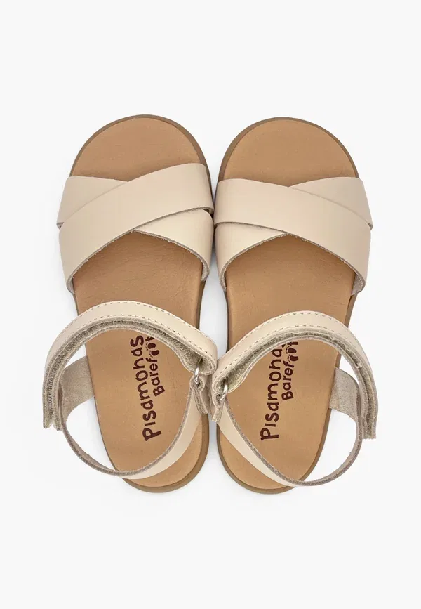 Босоножки из кожи с закрытой пяткой и липучкой Pisamonas, Beige, бежевый — фото 3
