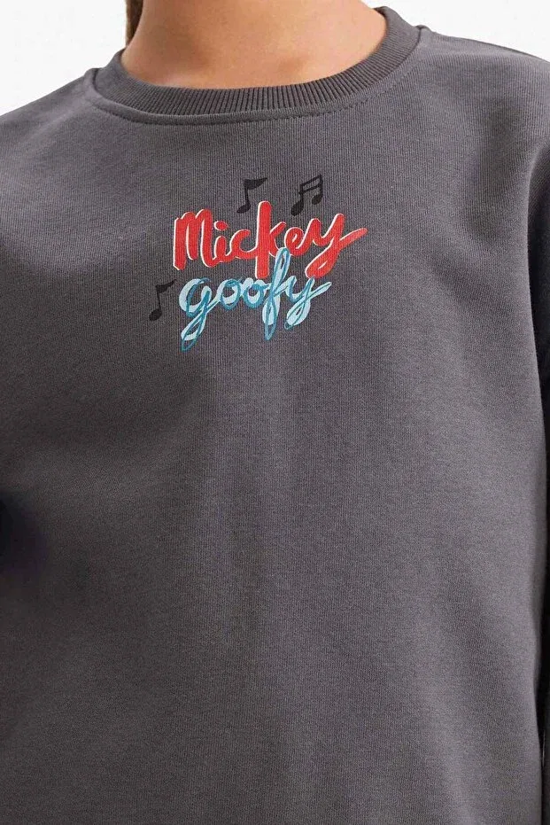 Детское худи для девочек оверсайз с принтом Disney mickey mouse & friends oversize wide fit hooded back print sweatshirt girls' d4378a Defacto, Anthracite-Ar148 — фото 3