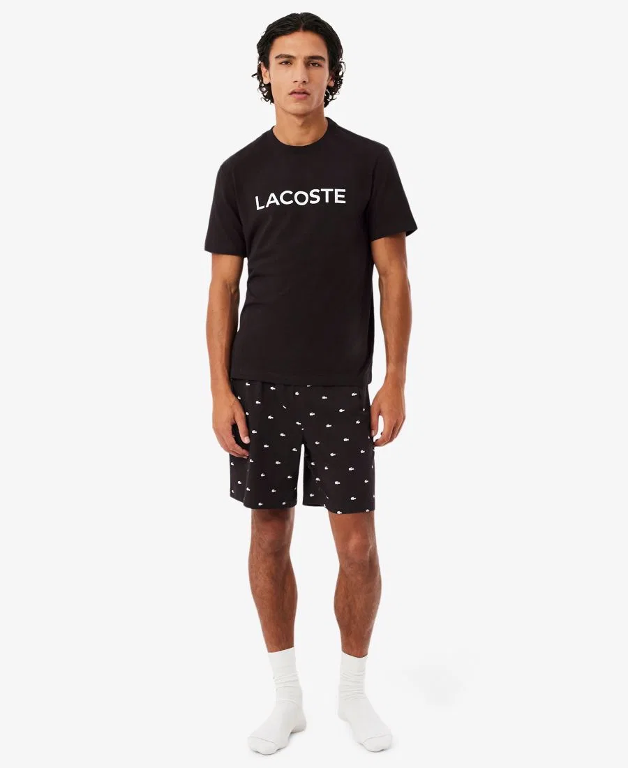Мужской комплект пижамы с круглым вырезом и шортами Lacoste, Buffalo/White