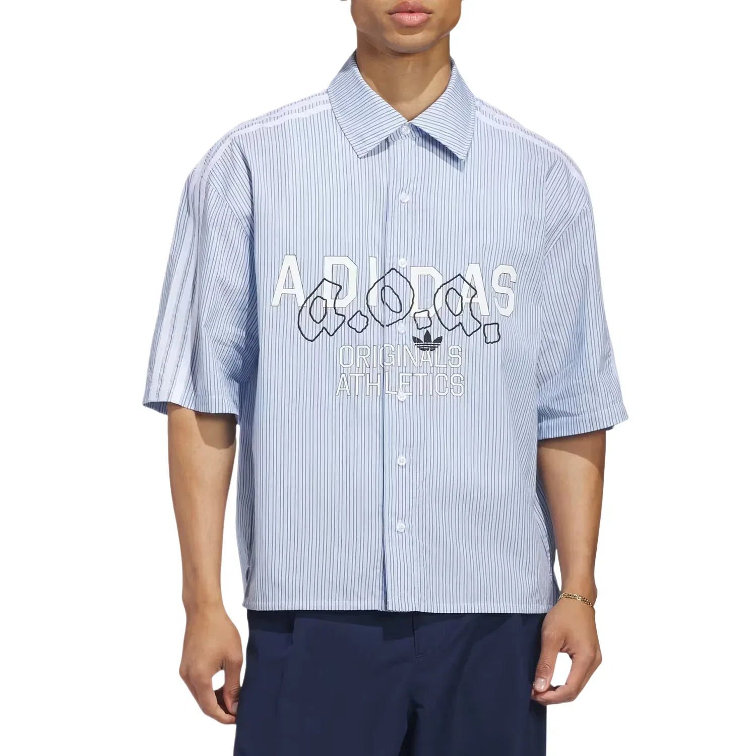 Мужская рубашка с длинным рукавом Adidas AOA Button Up, темно-синий — фото 2