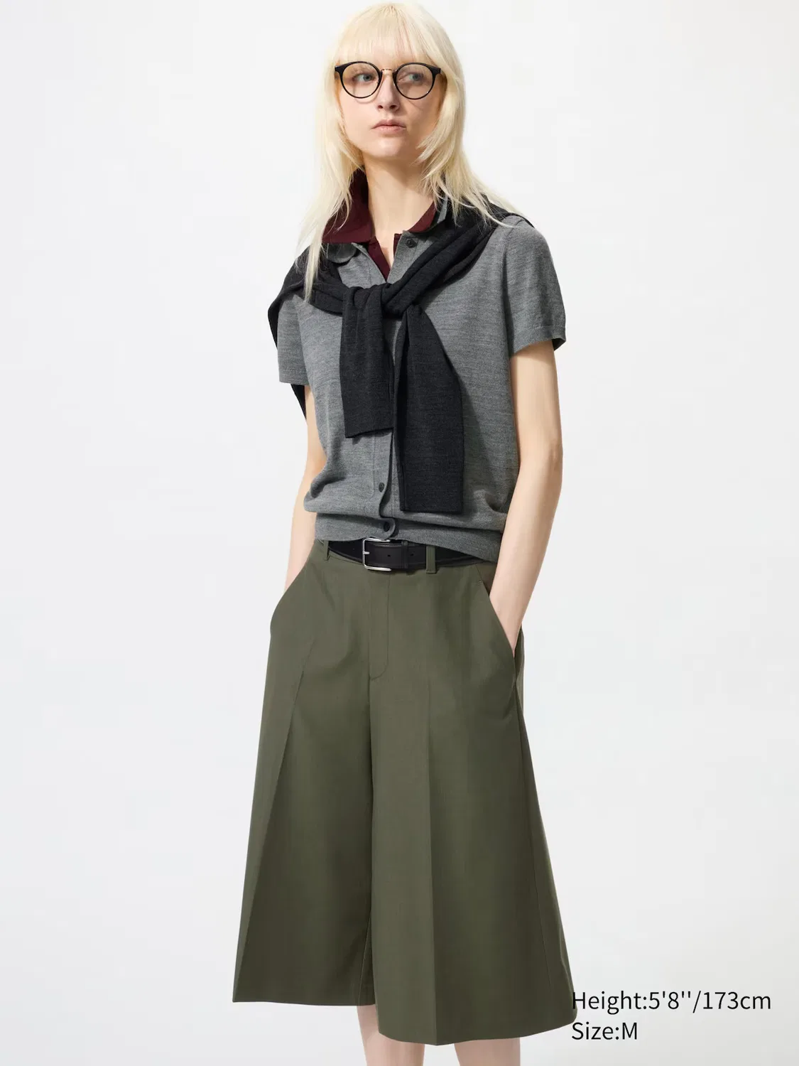 Кюлоты Uniqlo, повседневные, оливковый