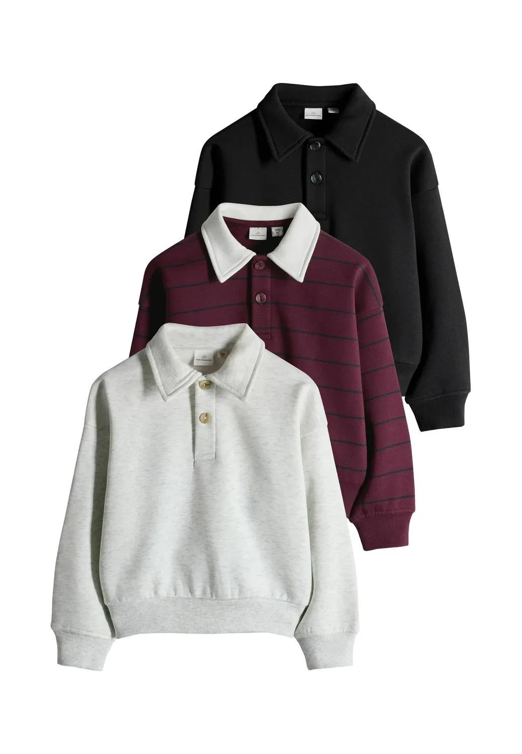 Комплект из 3 толстовок с воротником - толстовка The Set, Red Blue Stripe Grey Marl