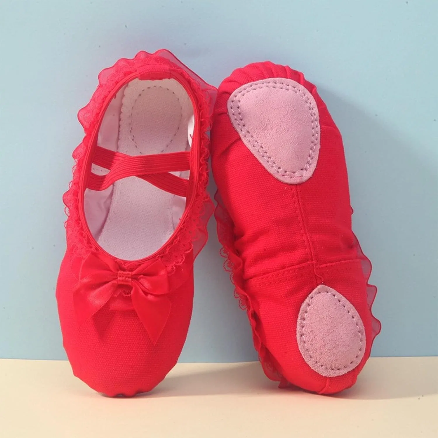 Детские балетки для девочек с принтом Canvas Ballet Shoes Girls Split Sole Soft Flats Elastic Straps Slippers — фото 2