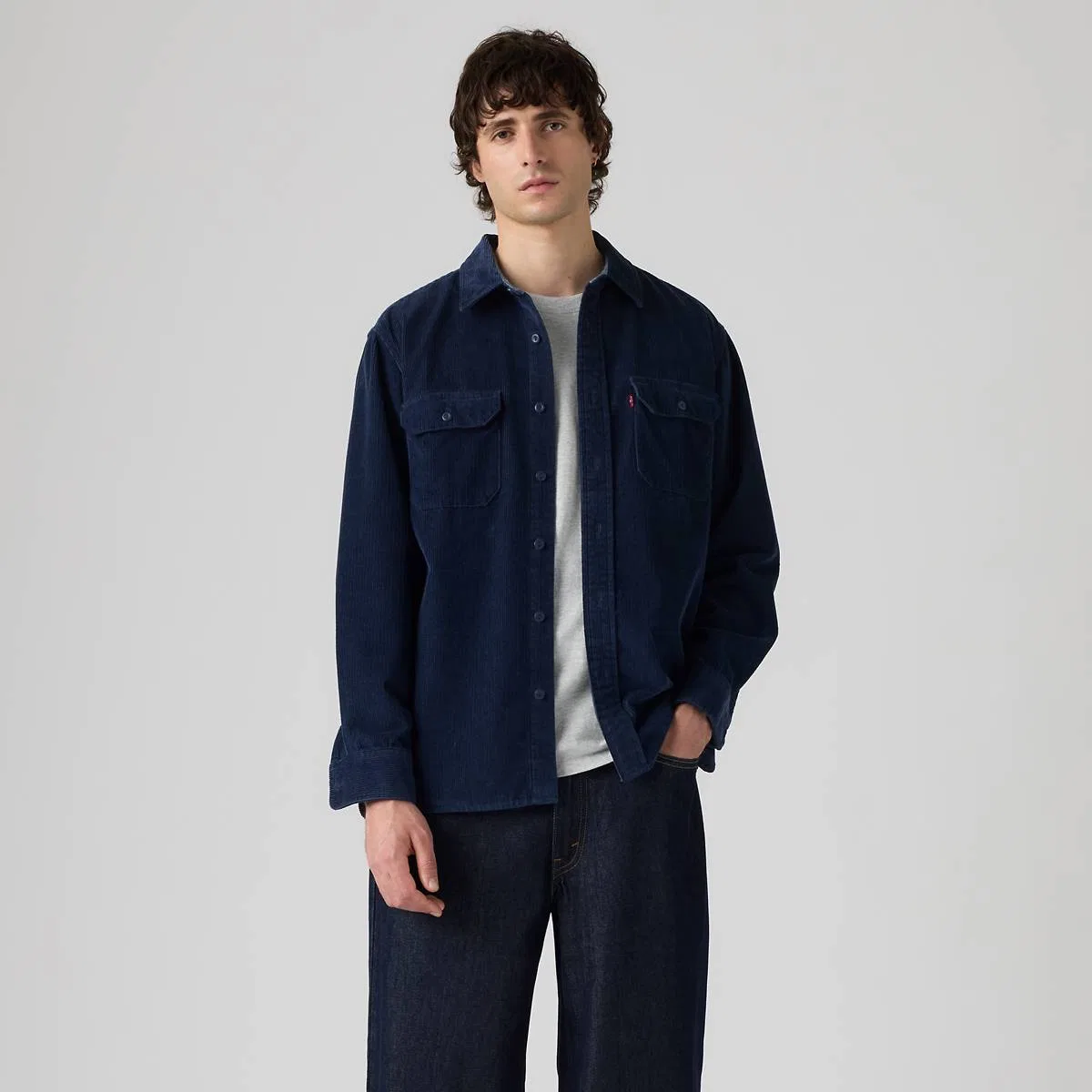 Классическая вельветовая куртка в рабочем стиле свободного кроя Levi's, Navy Blazer - Blue — фото 3