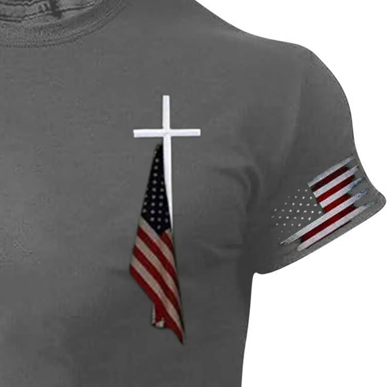 Мужская футболка с графическим принтом American Christian, Grey — фото 2